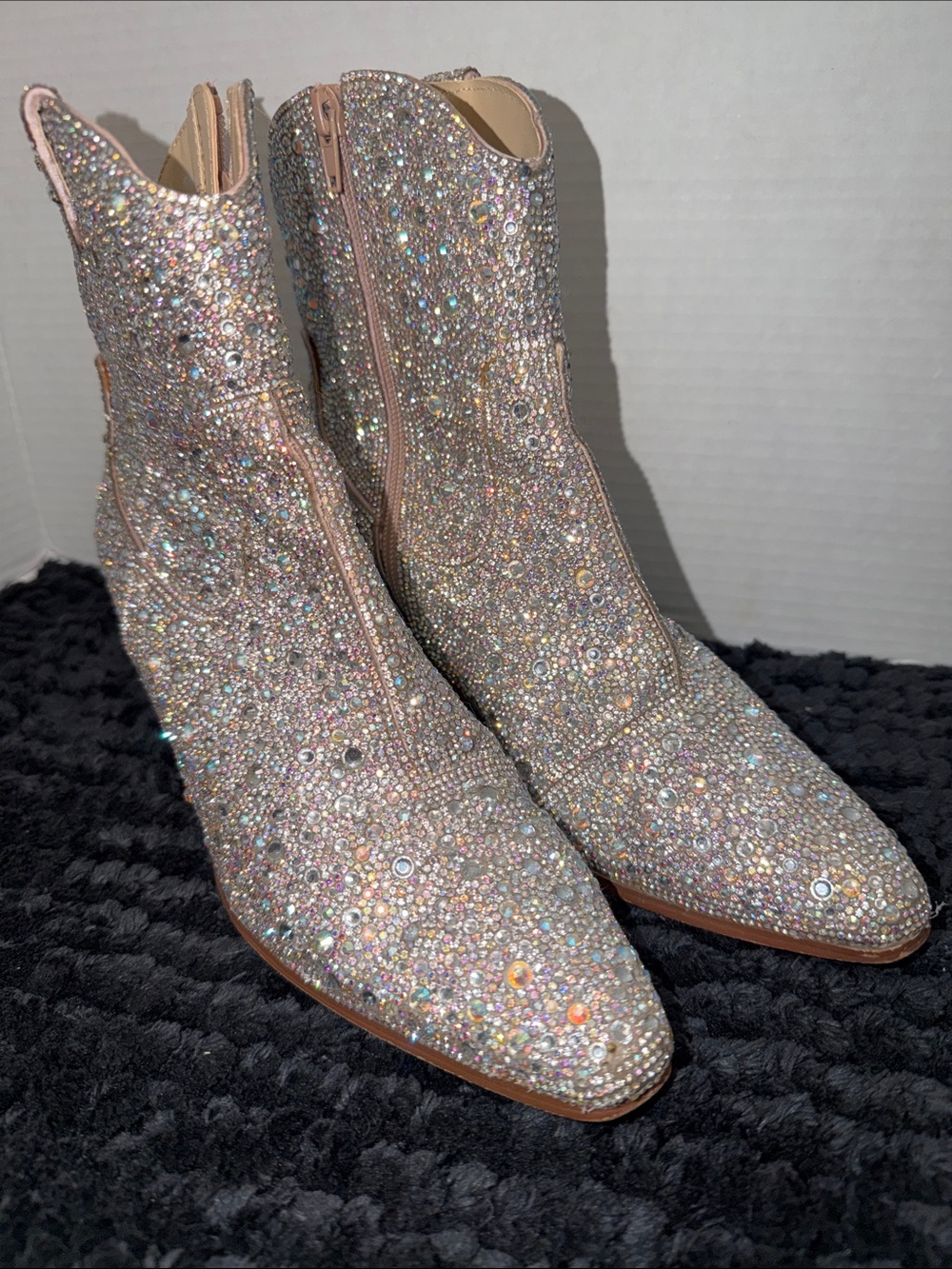 Betsy Johnson Crystal Embellished Women's Ankle Boots - Silver Sparkle